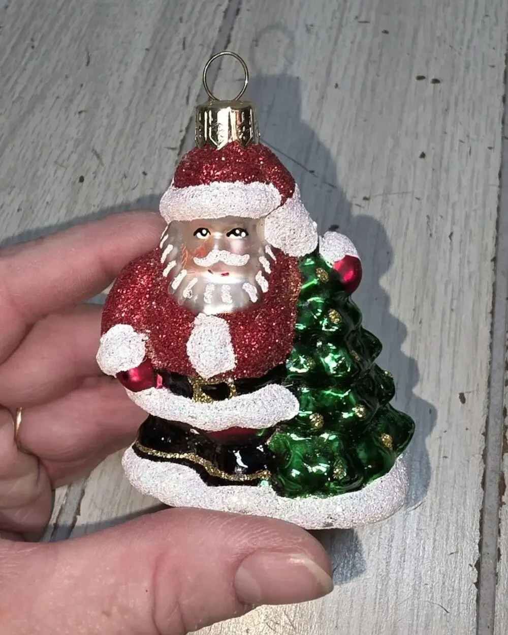 Vtg Mercury Glass Santa Claus Ornament Marked Poland Christmas Holiday 3